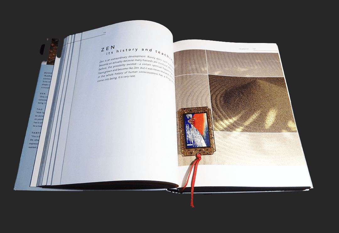 A photo showing cataracts, falling on big rocks, some green and fuchsia colored bougainvillea bushes